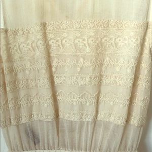 Sheer cream dress with embroidery and 2 slits!